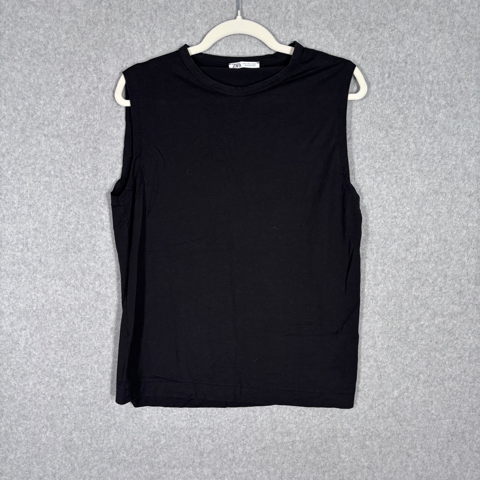Zara Muscle Tee Small Tank Basic Boxy Jersey Stretch Quiet Minimal Basic Moto